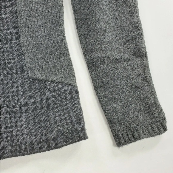 Maryline Cardigan Women L Sweater Moto Zipper Gray Black Wool Blend Mixed Media - Picture 8 of 11